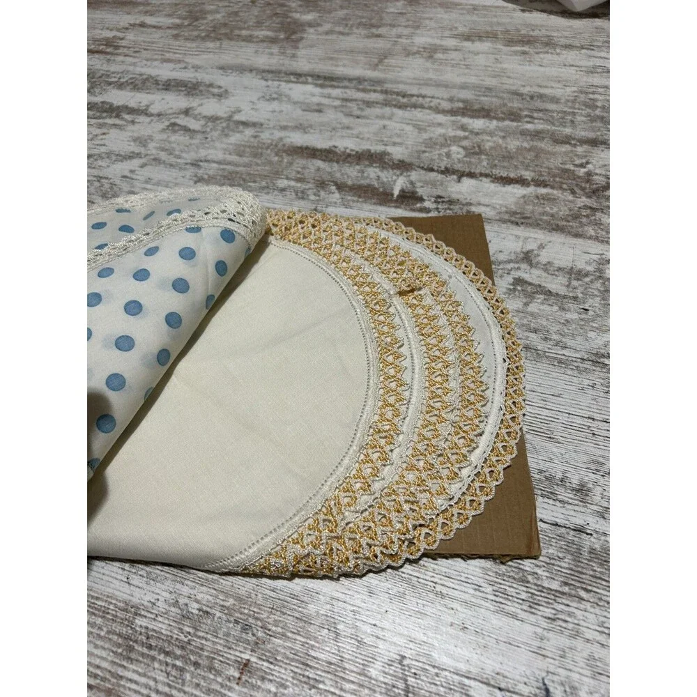 Vintage Doilies Lot Of 9 Mid Century Crochet Lace Round Some Polka Dot MCM